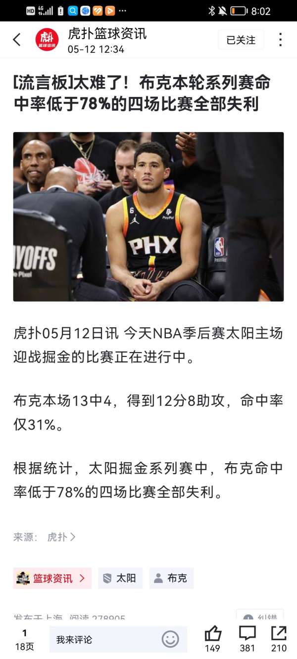 太陽(yáng)隊布克賽場(chǎng)閃耀，精彩比賽回顧